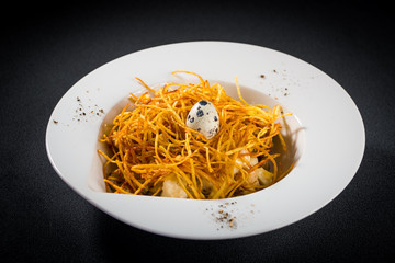 Pasta with quail egg