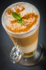 Latte cocktail with fresh mint