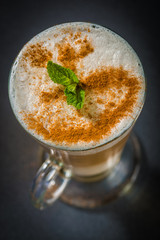 Latte cocktail with fresh mint