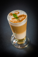 Latte cocktail with fresh mint