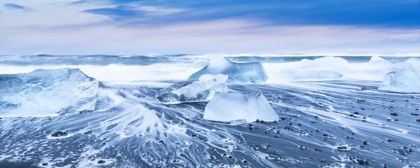 Papier Peint photo autocollant Antarctique Plage de glace, Islande Jokulsarlon