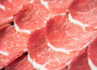 Raw meat slices