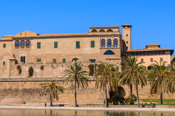 Fototapeta premium Castle building in Palma de Mallorca town, Spain