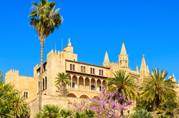 Fototapeta na wymiar Famous Almudaina Royal Palace in Palma de Mallorca town, Spain