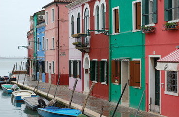 Fototapeta na wymiar Houses and canal, Burano Island, Venice, Italy