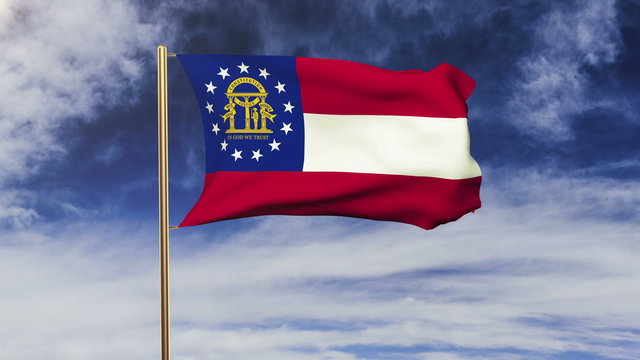 georgia flag waving in the wind. Green screen, alpha matte