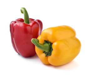 red and yellow pepper bell isolated on white background