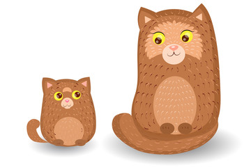 Cat and kitten sitting together