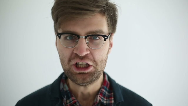 Manifestation rage of man. Slow motion