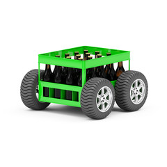Obraz premium Beer Crate on Wheels isolated on white background
