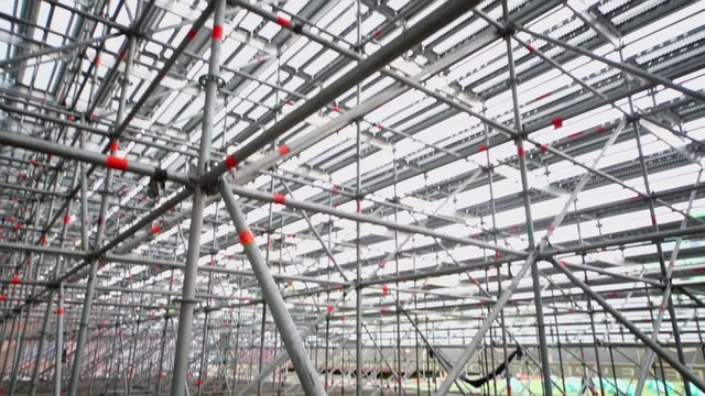 Metalware constructions  under tribunes for fans