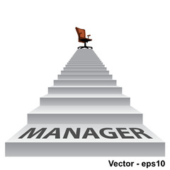 Vector white stair with a chair