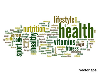 Vector conceptual health word cloud