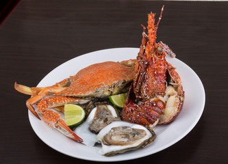 Spiny lobster, crab and oyster