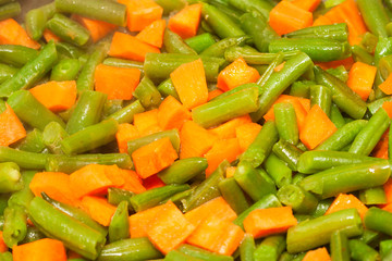 cut asparagus beans and diced carrot
