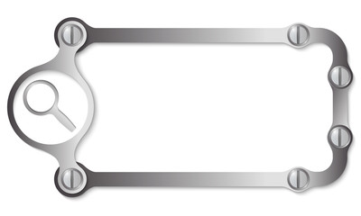 vector metal frame with screws and magnifier