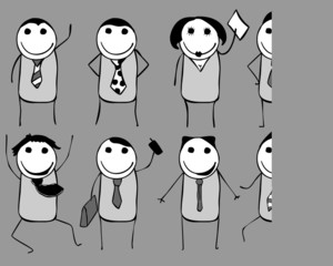 Vector set of cartoons of the business.