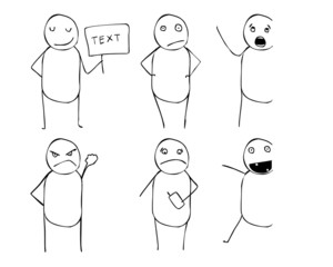 Vector set of cartoons of the people emotions.