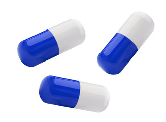 Three pills isolated on white background