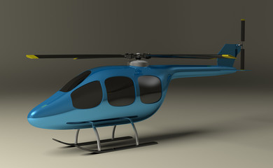 Blue helicopter on gray