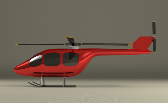 Red helicopter on gray