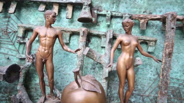 Modern sculptures used as decoration at Russian Academy