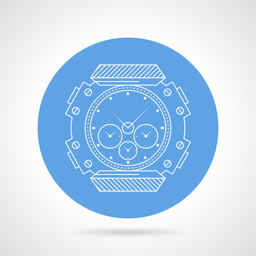 Flat round vector icon for diving wristwatch