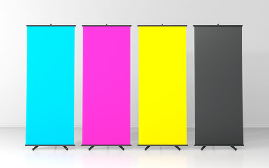 CMYK blank roll up posters - vertical billboard for text