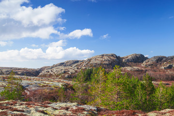 Norwegian mountain landscape with cloudy sky