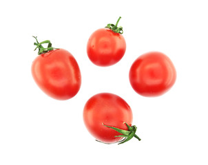 Fresh tomatoes isolated on white background. Top view.