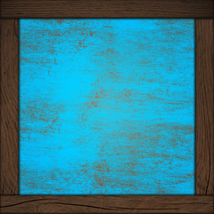 abstract blue background with wood frame