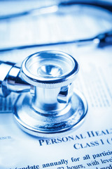 medical record form with a stethoscope