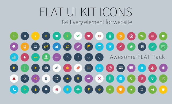 Flat ui kit pack icons for webdesign or mobile design