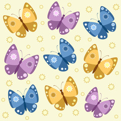 Seamless multicolored butterflies