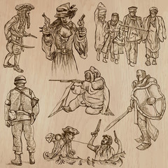 Fototapeta na wymiar Warriors and Soldiers - Hand drawn vectors