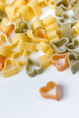 heart shaped raw noodles