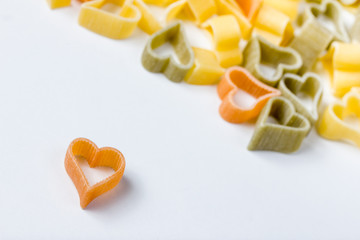 heart shaped raw noodles
