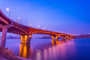 Seongsu bridge at night in seoul,korea