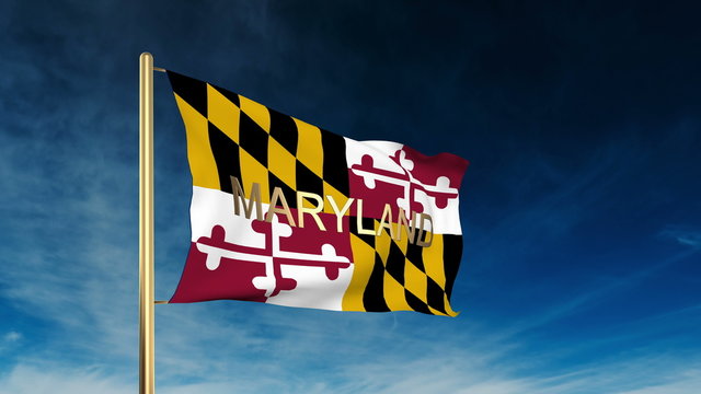 maryland flag slider style with title. Waving in the wind with