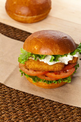 Fish burger. Selective focus.