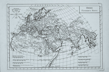 古い世界地図　ヨーロッパとアジア