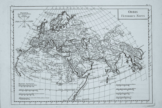 古い世界地図　ヨーロッパとアジア