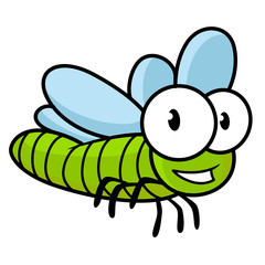Cute little kids cartoon flying dragonfly