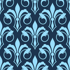 Stylized scrolling seamless Fleur de Lys pattern