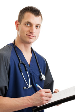 Male Nurse Taking Notes