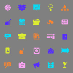 Data and information color icons on gray background