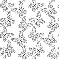 Decorative seamless pattern with butterflies