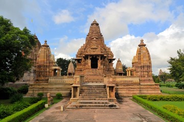 Fototapeta na wymiar Khajuraho Hindu and Jain temples, India.