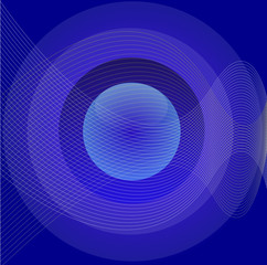 Blue abstract background with raound abstract spheres