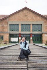 china girl in old station